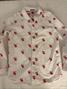Denim & Flower White Button-Down Santa Shirt